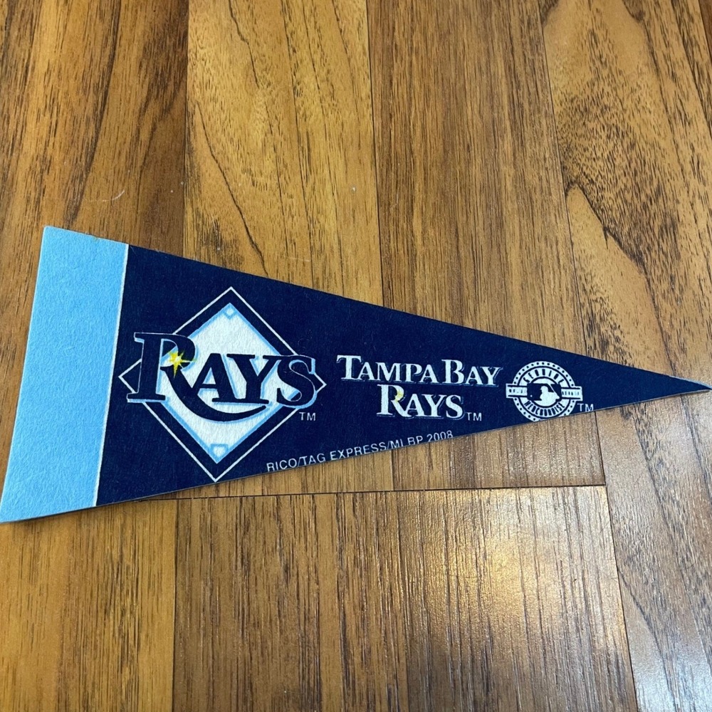 Tampa Bay Rays MLB Mini Pennant Rico Tag Express 2008 Navy Blue Felt Baseball 9"